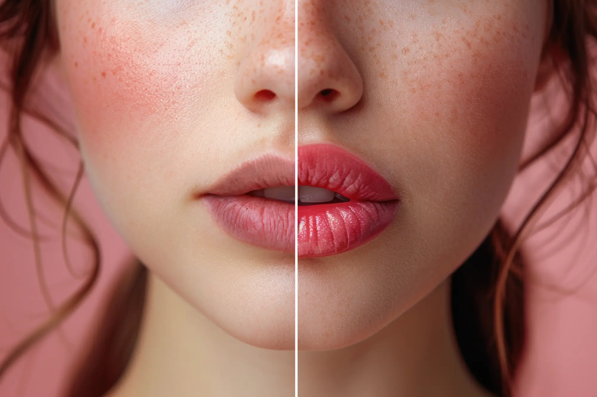 before and after of Biltmore Dermatology's needleless lip filler